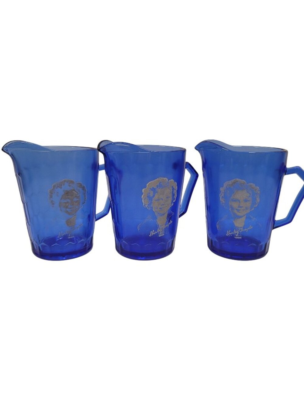 Hazel Atlas Set 3 1930s Shirley Temple milk pitcher/creamer Hazel-Atlas Cobalt